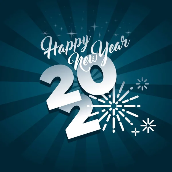 花火で新年おめでとう2020グリーティングカード — ストックベクタ