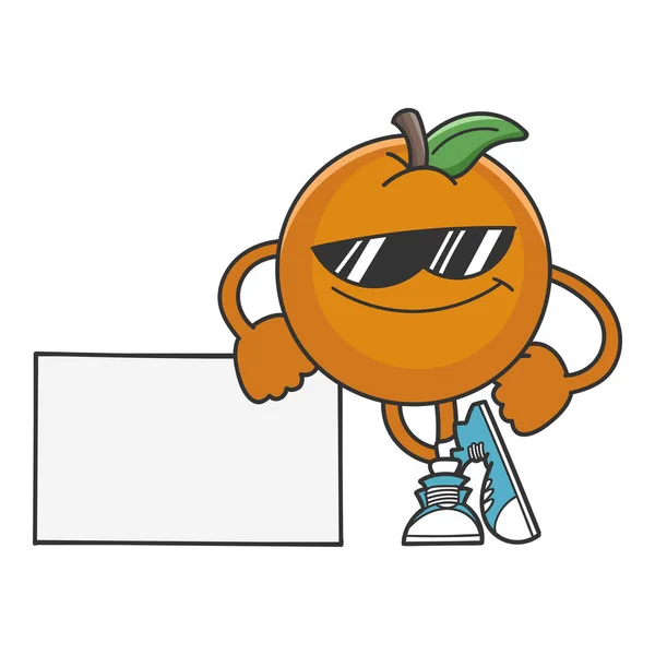 Caricatura Naranja Con Gafas Sol Aisladas Blanco — Archivo Imágenes Vectoriales