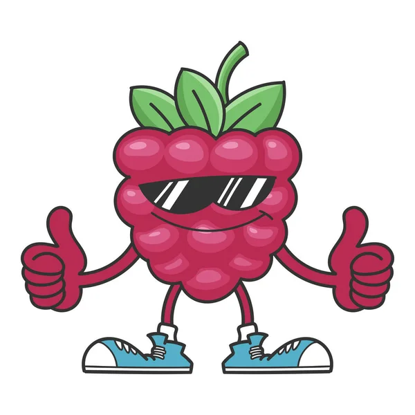 Raspberry Sunglasses Cartoon Character Isolated White — Stock Vector