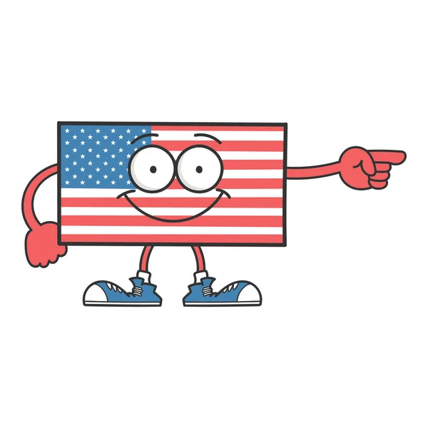 幸せな笑顔アメリカの国旗漫画のキャラクター白に隔離された — ストックベクタ