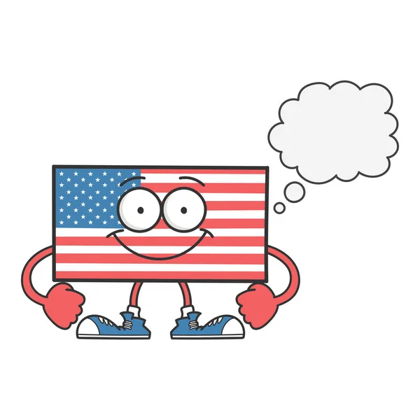 Šťastný Úsměv Americká Vlajka Karikatura Postava Izolované Bílém — Stockový vektor