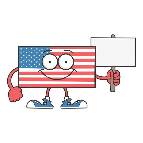 Feliz Sonriente Personaje Dibujos Animados Bandera Americana Aislado Blanco — Vector de stock