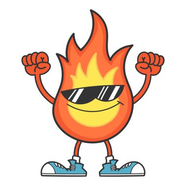 Güneş gözlüklü gülen ateş topu orta parmakları beyaza izole ediyor.