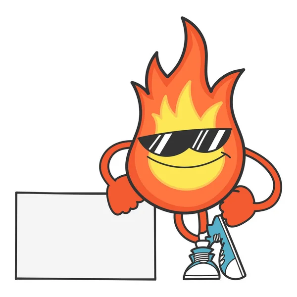Bola Fuego Sonriente Con Dibujos Animados Gafas Sol Dando Los Ilustraciones de stock libres de derechos
