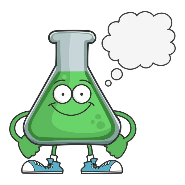 Feliz Sorrindo Ciência Beaker Personagem Cartoon Isolado Branco — Vetor de Stock