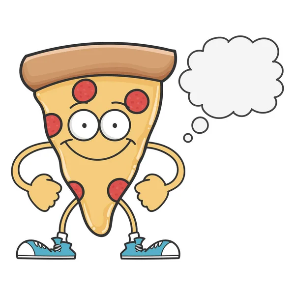 Sorrindo Personagem Desenho Animado Pizza Feliz Isolado Branco —  Vetores de Stock
