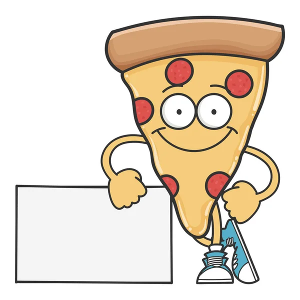 Sonriente Feliz Pizza Personaje Dibujos Animados Aislado Blanco — Archivo Imágenes Vectoriales