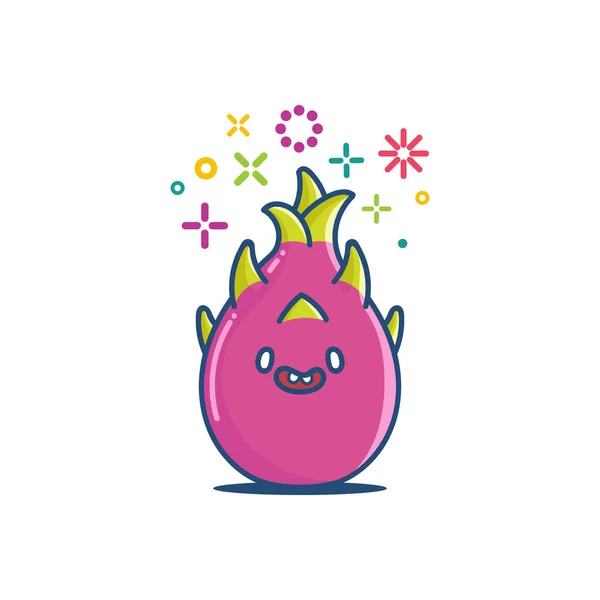Icône Fruit Dragon Kawaii Avec Des Lunettes Soleil Dessin Animé — Image vectorielle