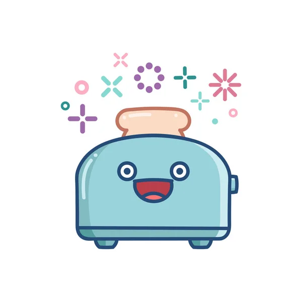 Kawaii Toaster Icon Cartoon Illustration Isoliert Auf Weiß — Stockvektor