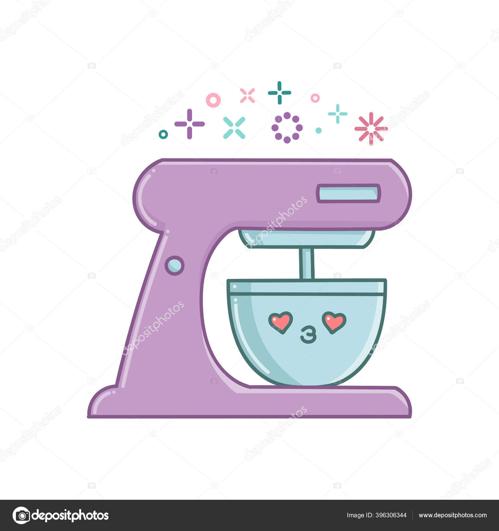 Microwave Kitchen Appliance Cute Kawaii Cartoon Stock Vector