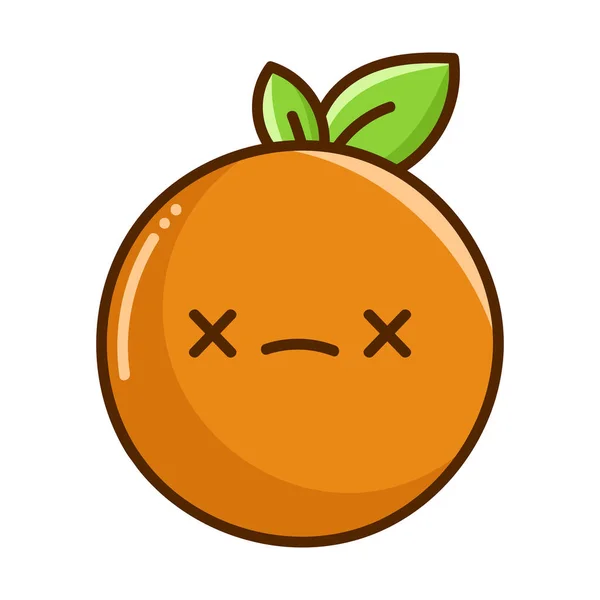 Kawaii Mrtvé Oranžové Ovoce Kreslené Ilustrace Izolované Bílém Pozadí — Stockový vektor