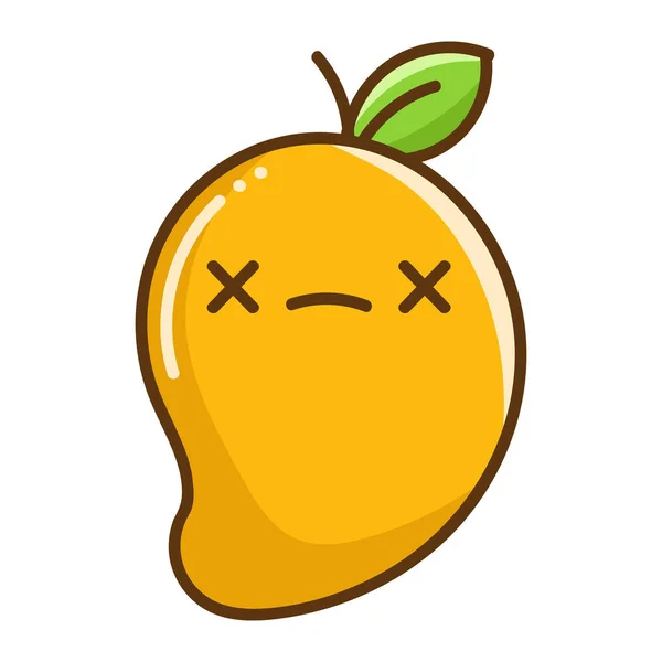 Kawaii Mort Mangue Tropicale Fruit Dessin Animé Illustration Isolé Sur — Image vectorielle