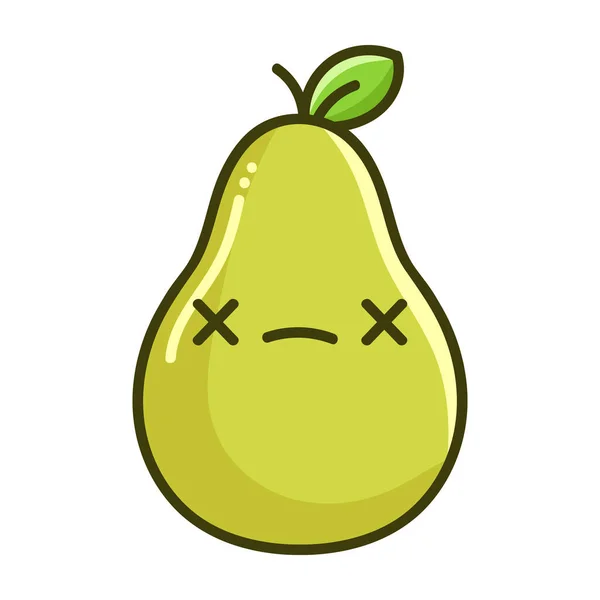 Kawaii Dead Pear Cartoon Illustration Isolated White Background — Stock Vector