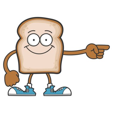 Beyaz arka planda izole edilmiş gülümseyen bir çizgi film karakteri.