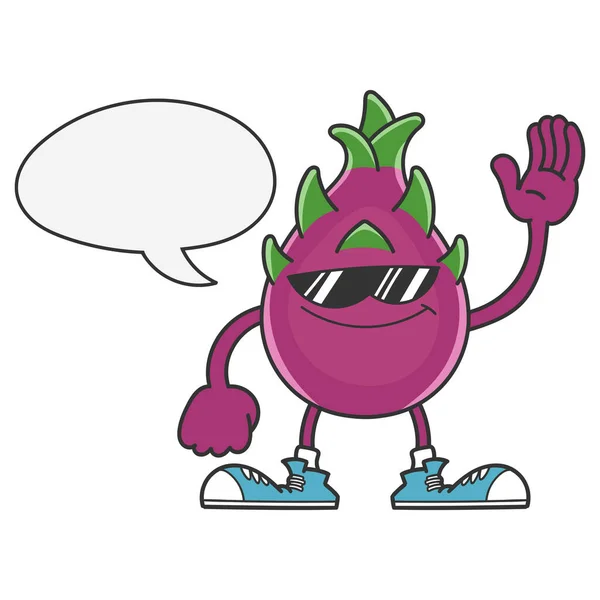 Dragon Fruit Pitaya Lunettes Soleil Personnage Dessin Animé Isolé Sur — Image vectorielle