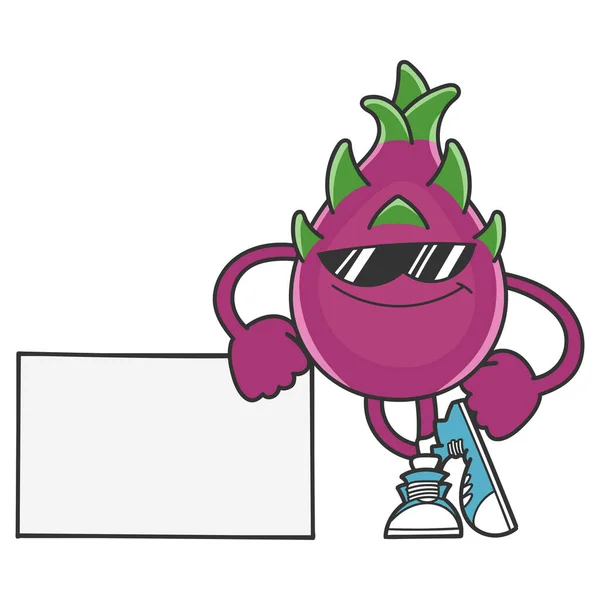 Dragon Fruit Pitaya Lunettes Soleil Personnage Dessin Animé Isolé Sur — Image vectorielle