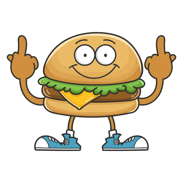 Sonriente Feliz Hamburguesa Queso Personaje Dibujos Animados Aislado Sobre Fondo — Vector de stock