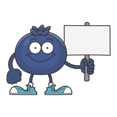 tebessüm yaban mersini çizgi film karakteri beyaz arka planda izole