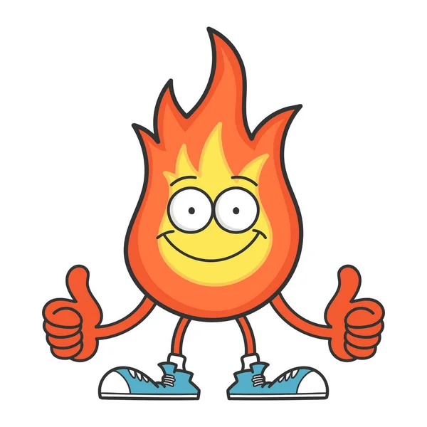 Usmívající Fireball Karikatura Znak Izolovaný Bílém Pozadí — Stockový vektor