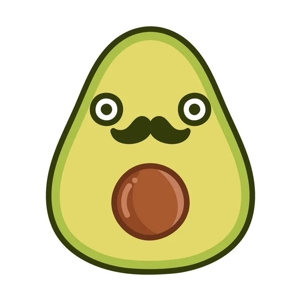 카와디 아보카도 Kawaii Mustache Avocado 그림은 배경에 스톡 일러스트레이션