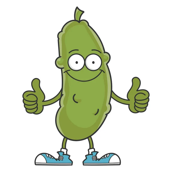 Glad Leende Dill Pickle Tecknad Karaktär Isolerad Vit Bakgrund — Stock vektor
