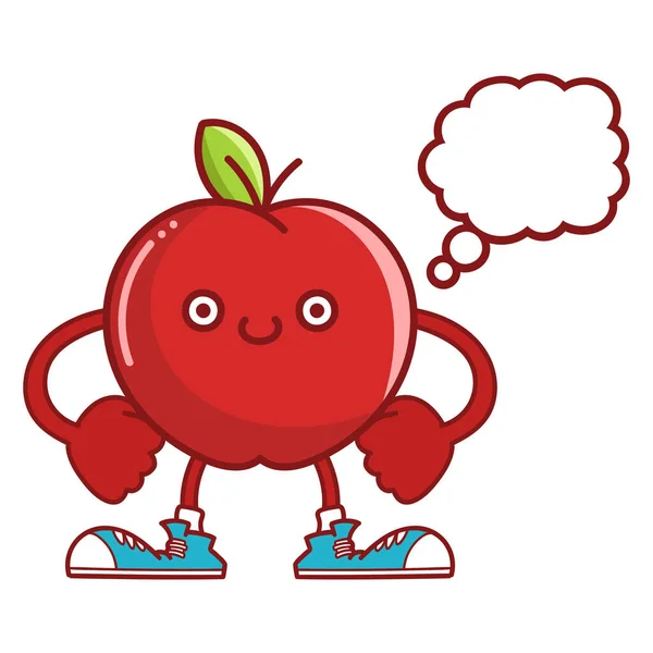 Kawaii Sonriente Fruta Manzana Roja Con Zapatillas Deporte Dibujos Animados — Archivo Imágenes Vectoriales