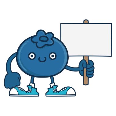 kawaii gülümseyen yabanmersini meyvesi ve beyaz arka planda izole edilmiş spor ayakkabı çizgi filmi