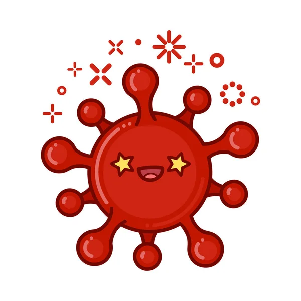 白い背景に隔離されたカワイイ笑顔コロナウイルス漫画 — ストックベクタ