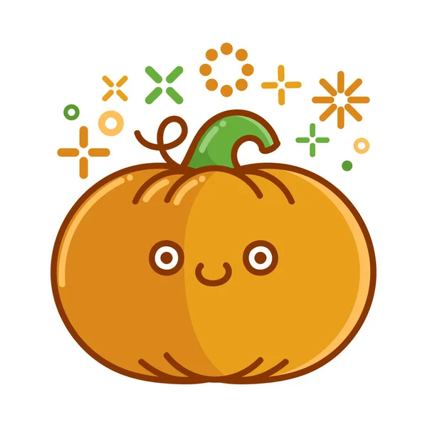 Kawaii Sorrindo Halloween Desenho Animado Abóbora Isolado Fundo Branco —  Vetores de Stock