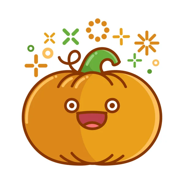 Kawaii Sorrindo Halloween Desenho Animado Abóbora Isolado Fundo Branco — Vetor de Stock