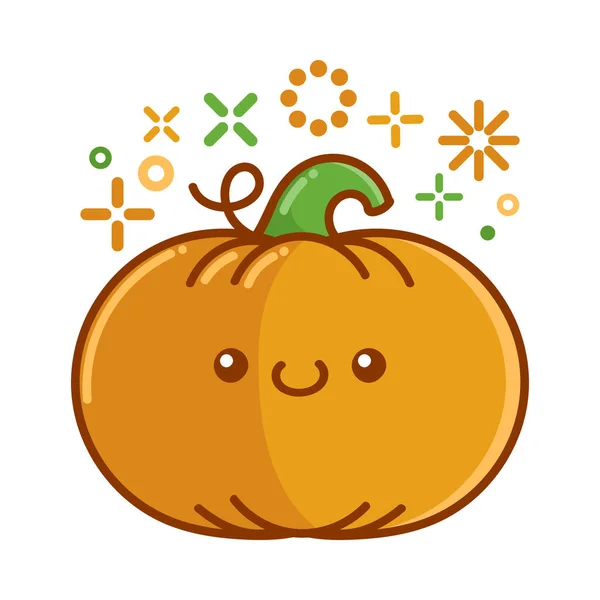 Kawaii Sourire Halloween Citrouille Dessin Animé Isolé Sur Fond Blanc — Image vectorielle