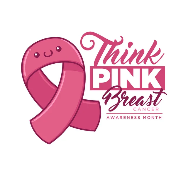 Hoppas Rosa Bröstcancer Band För Bröstcancer Medvetenhet Månad Affisch — Stock vektor