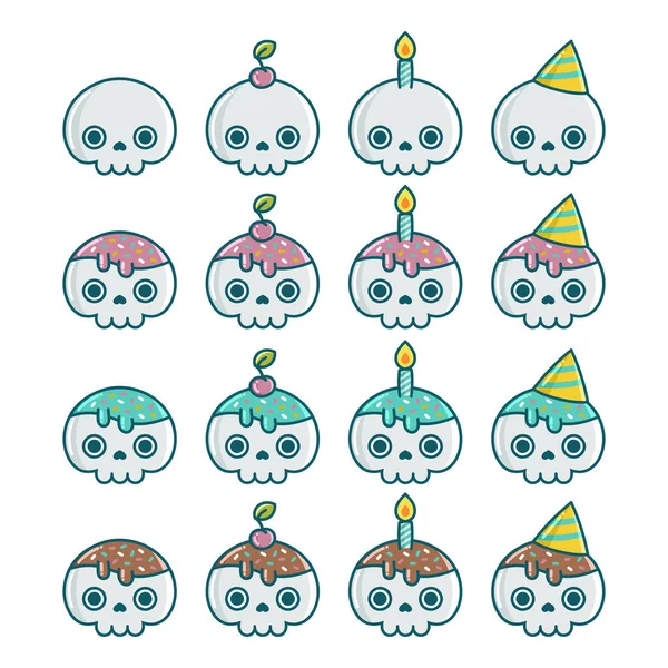 Set Birthday Halloween Party Skull Element Designs Isolated White Background Royalty Free Stock Illustrations