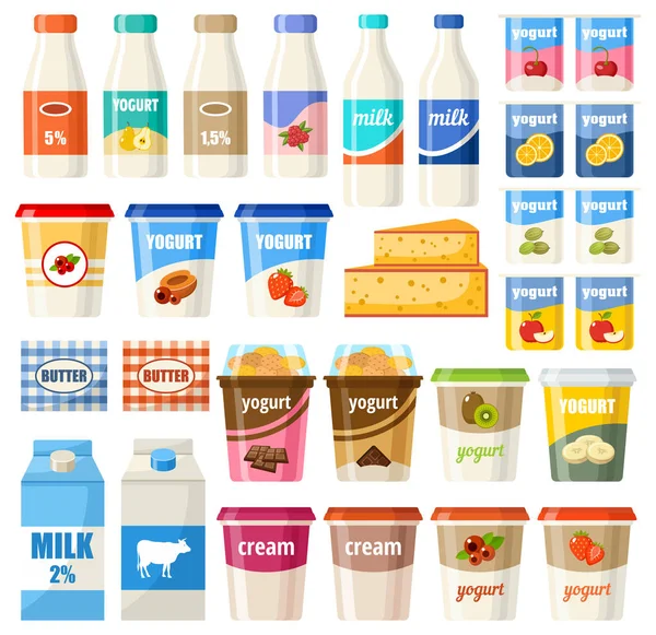 Ensemble de produits laitiers — Image vectorielle