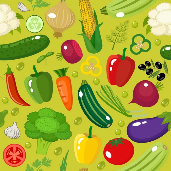 野菜のシームレスなパターン。ベクトル イラスト — ストックベクタ