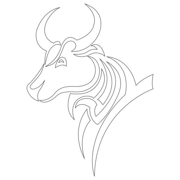 Contour Lines Head Buffalo Design Can Used Logo Coloring Book — Stock Vector