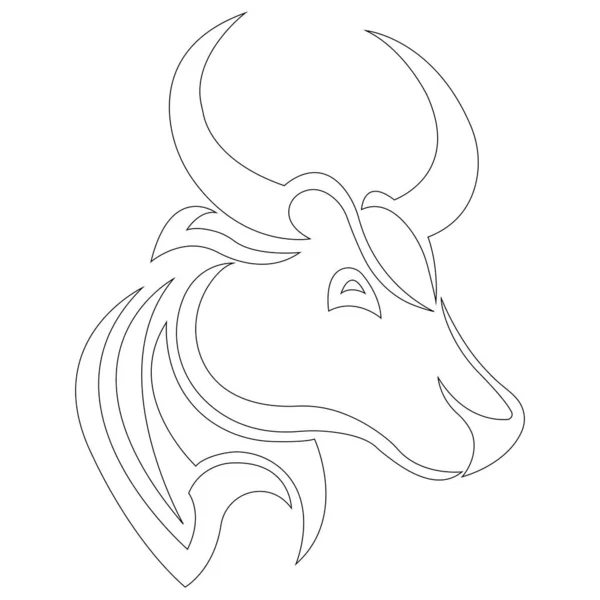 Head Bull Drawn Contour Lines Coloring Design Can Used Coloring — Stock Vector