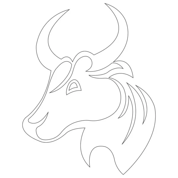 Bull Head Drawn Contour Lines Coloring Book Design Can Used — Stock Vector