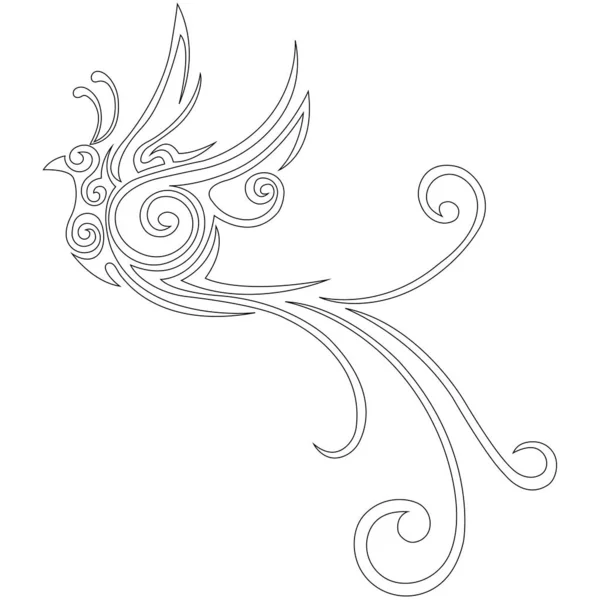 Firebird Dessiné Lignes Contour Coloriage Design Peut Être Utilisé Pour — Image vectorielle