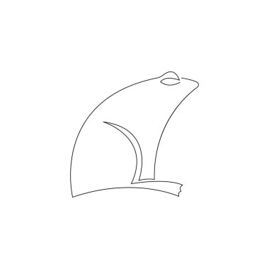 Minimalizm tarzında bir çizgi tarafından çizilmiş bir kurbağa. Tasarım modern dekor, tablolar, bir tılsım, ikon, albüm, logo, dövme, pankart, tişört ve kupaya uygun. İzole vektör