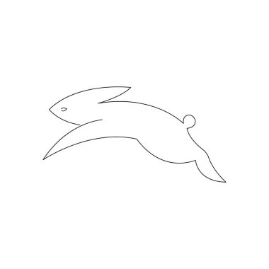 Minimalizm tarzında tek bir çizgi tarafından çizilmiş bir tavşan. Tasarım dekor, tablolar, tılsım, ikon, albüm, logo, dövme, pankart, tişört ve kupaya uygun. İzole vektör