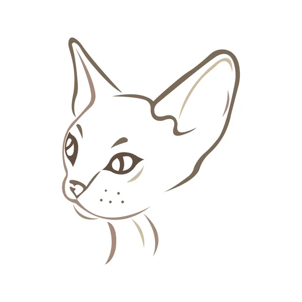 Sphynx Cat Muzzle Black Color Flat Style Design Suitable Logo — Stock Vector