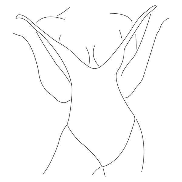 Chica Mostrando Hermoso Cuerpo Traje Baño Estilo Minimalista Diseño Adecuado — Vector de stock