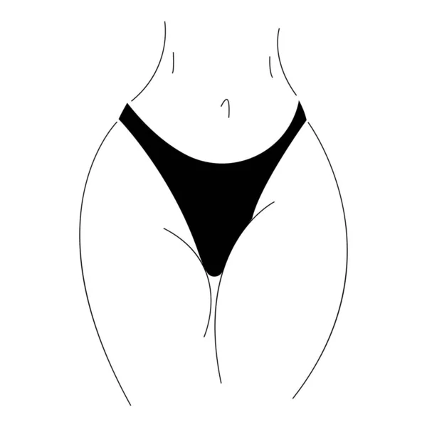 Silueta Las Caderas Una Chica Bragas Estilo Minimalista Diseño Adecuado — Vector de stock