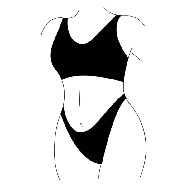 Slender Girl Underwear Swimsuit Minimalism Style Design Suitable Use Decor — Stock Vector