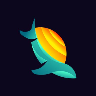 Siyah arkaplanda izole edilmiş kaplumbağanın vektör çizimi 