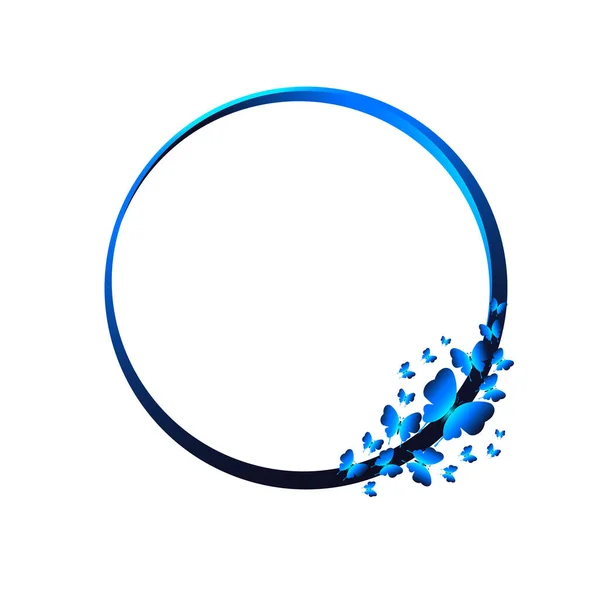 Borboletas Quadro Azul Ilustração Vetorial — Vetor de Stock
