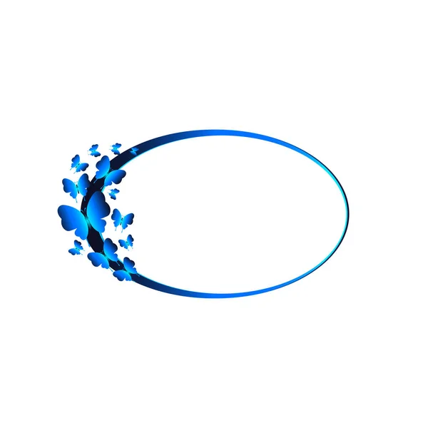 Borboletas Quadro Azul Ilustração Vetorial — Vetor de Stock