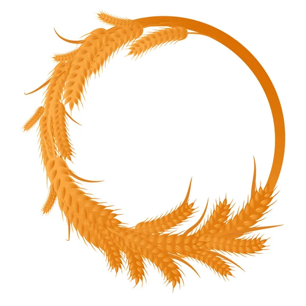 オレンジの小穂のフレーム 小麦の耳とのリース コピースペース — ストックベクタ