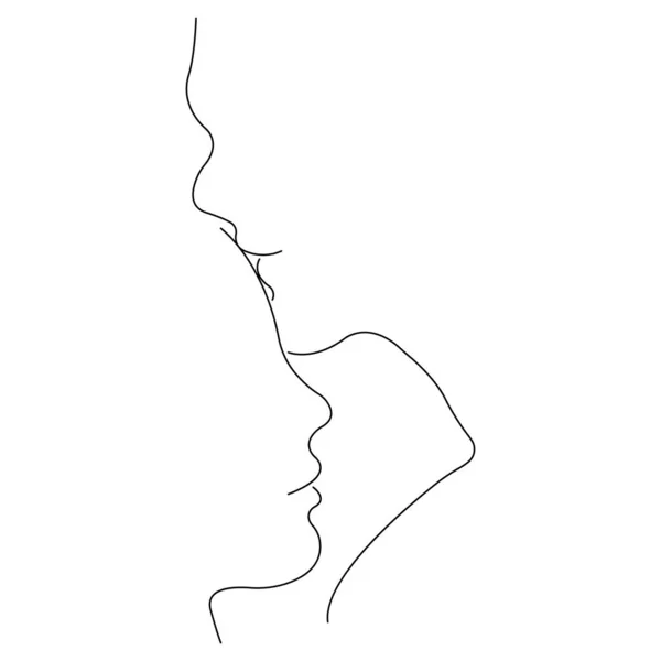 Silhouette Minimalismus Stil Vektorkunst Der Menschen Lieben Kuss — Stockvektor